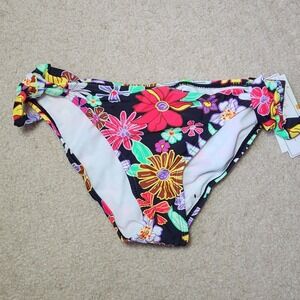 Salt Cove Floral Hipster Bikini Bottoms Tie Side Swimsuit Multi Color Size S NWT